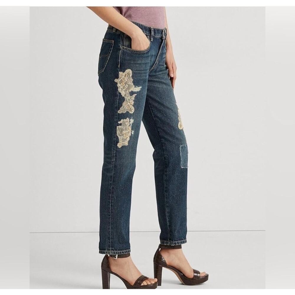 Lauren Ralph Lauren Women's Embellished Mid-Rise Jeans Blue size 4 - Picture 3 of 8